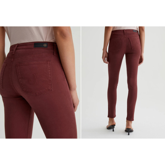 AG Adriano Goldschmied Prima Jeans Mid Rise Cigarette Leg Dark Hibiscus NWT 30 - Picture 2 of 9